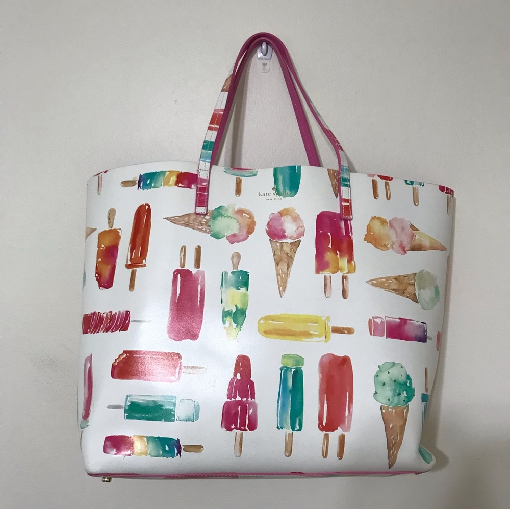 Kate Spade Pink and Cream Tote with Whimsical Print